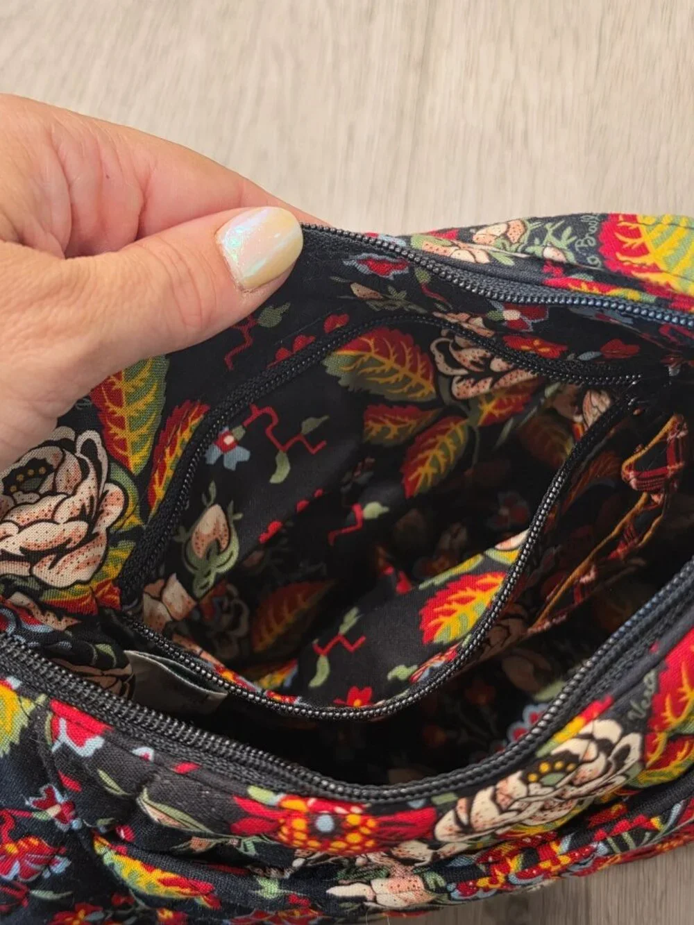 Vera Bradley Floral Quilted Shoulder Bag With Zipper Closure & Interior Pockets